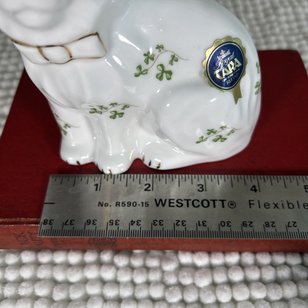 Vintage Irish Royal Tara Bone China White Cat Shamrocks Gold Accents Marked - Picture 5 of 7